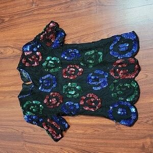 Royal Feeling Silk Beaded Top Size S